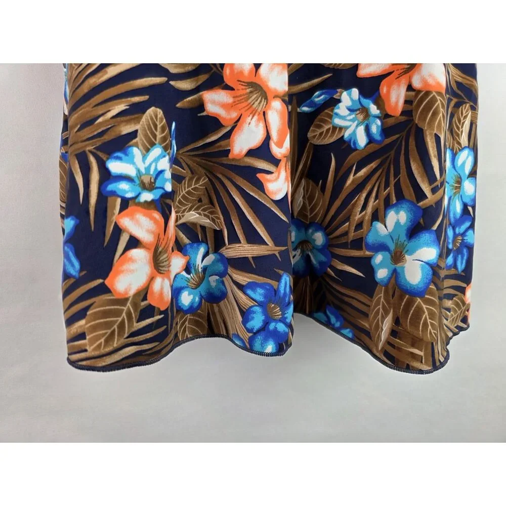 Lands' End Tankini Top Women's Size XS 2-4 Brown Floral Swimsuit Swim Top